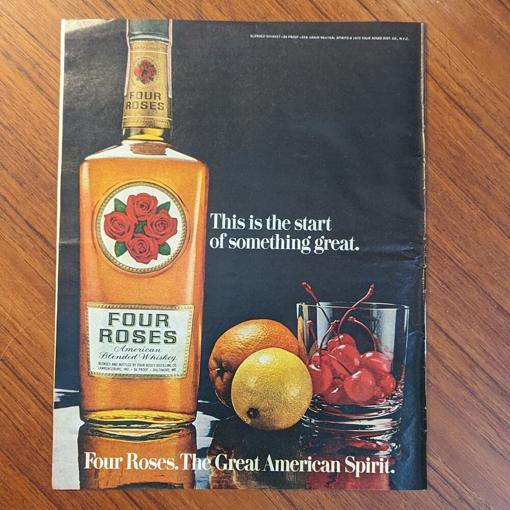 Vintage Print Ad 1970 Four Roses Whiskey